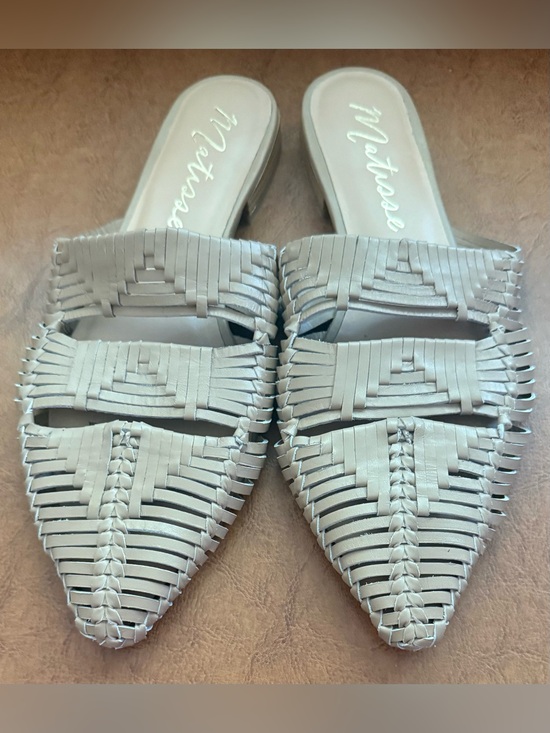 Matisse Shoes - Anthropologie Matisse Leather Woven Pointed Toe Mule Slides Cream Size 8M